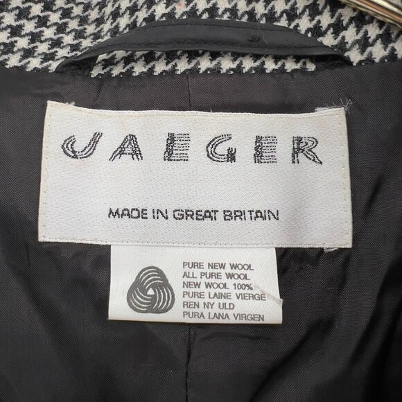 Jaeger Women's Wool Houndstooth Black/White One Button Front Long Sleeve Blazer - Picture 4 of 7
